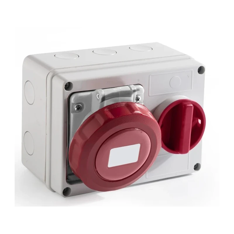 RS PRO Industrial Power Connector Wall Mount 16A 400V IP67 Red Screw Terminal 3P+N+PE IP67