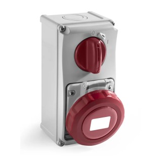 RS PRO Wall Mount Industrial Power Connector 3P+T, Rated At 16A, 400V, IP67, Red IP67