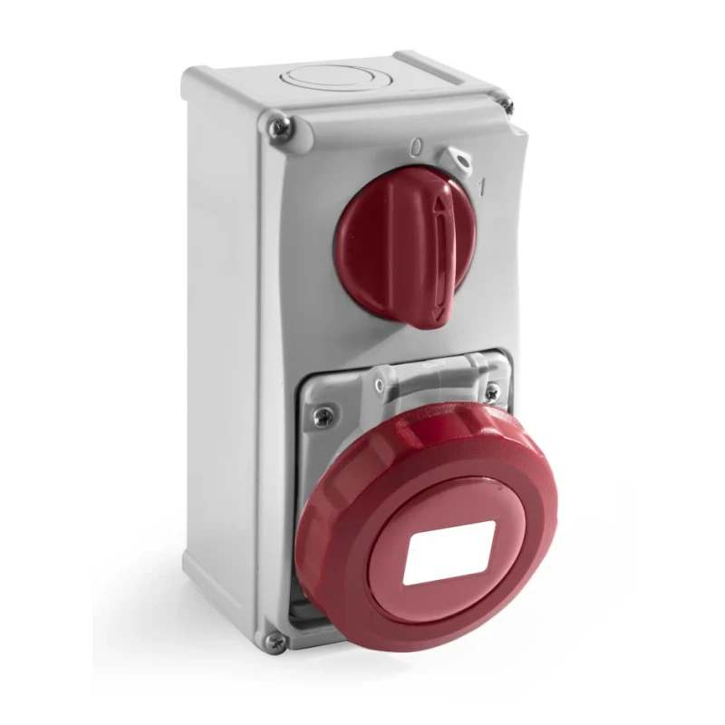 RS PRO Wall Mount Industrial Power Connector 3P+T, Rated At 16A, 400V, IP67, Red IP67
