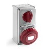 RS PRO Wall Mount Industrial Power Connector 3P+T, Rated At 16A, 400V, IP67, Red IP67