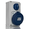 RS PRO Wall Mount Industrial Power Connector 2P+T, Rated At 32A, 230V, IP67 Blue IP67