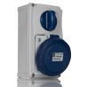 RS PRO Wall Mount Industrial Power Connector 2P+T, Rated At 32A, 230V, IP67 Blue IP67