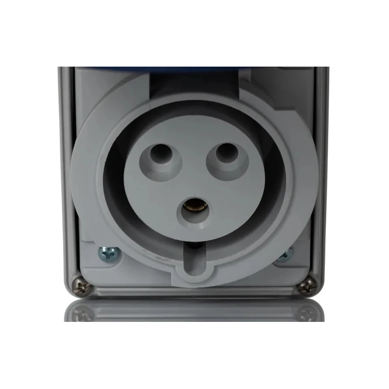 RS PRO Wall Mount Industrial Power Connector 2P+T, Rated At 32A, 230V, IP67 Blue IP67