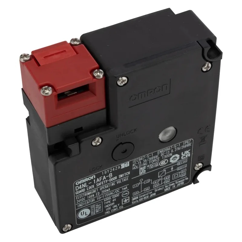 Omron Solenoid Interlock Switch D4NL Series Power to Unlock 24V DC IP67 