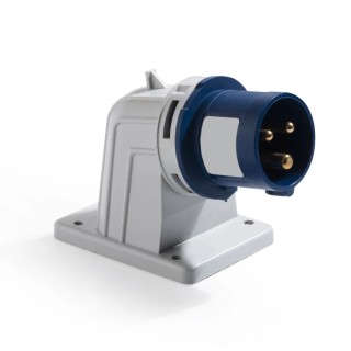 RS PRO IP44 Blue Panel Mount Straight Industrial Power Connector 16A 200-250V IP44 IP44