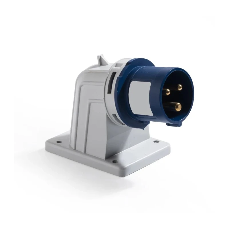 RS PRO IP44 Blue Panel Mount Straight Industrial Power Connector 16A 200-250V IP44 IP44