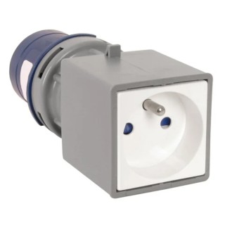 RS PRO Industrial Power Connector Adapter 16A 230V Blue Panel Mount 2P+T IP20 IP20