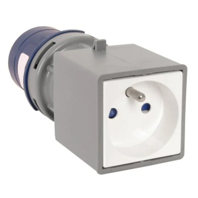RS PRO Industrial Power Connector Adapter 16A 230V Blue Panel Mount 2P+T IP20 IP20