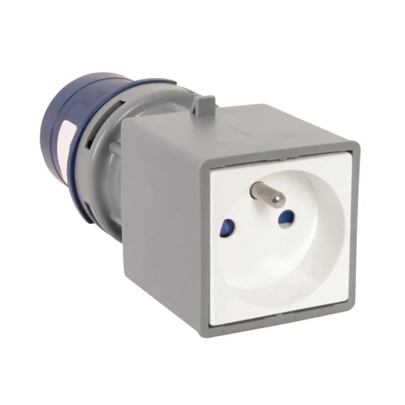 RS PRO Industrial Power Connector Adapter 16A 230V Blue Panel Mount 2P+T IP20 IP20