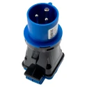 RS PRO Industrial Power Connector Adapter 2P+T 16A 230V IP54 Blue Panel Mount IP54