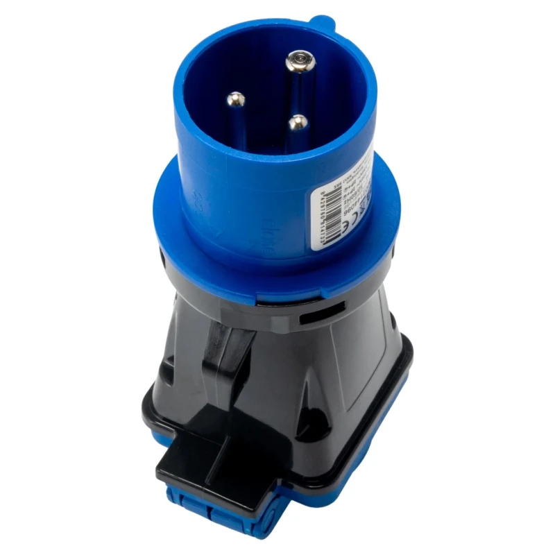 RS PRO Industrial Power Connector Adapter 2P+T 16A 230V IP54 Blue Panel Mount IP54
