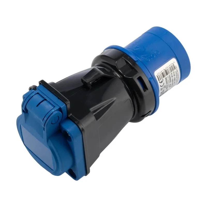 RS PRO Industrial Power Connector Adapter 2P+T 16A 230V IP54 Blue Panel Mount IP54