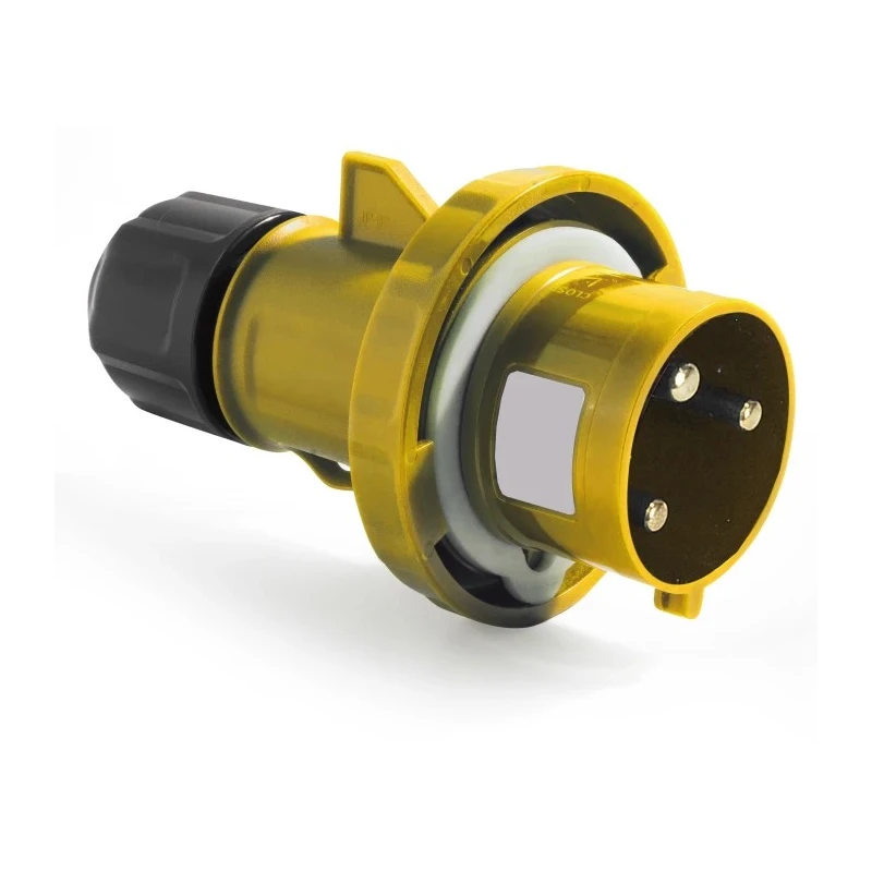 RS PRO Yellow Cable Mount Straight Industrial Power Connector 32A 100-130V IP67 IP67