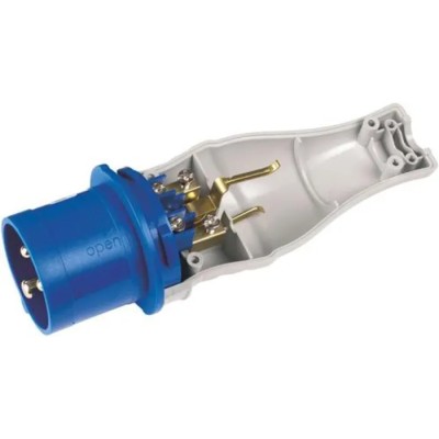 RS PRO Industrial Power Connector Adapter 16A 230V IP20 Blue Cable Mount 3P (2P+T) IP20