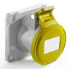 RS PRO Industrial Power Connector 16A 130V IP44 Yellow Panel Mount 2P+T IP44