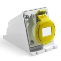RS PRO Rated At 32A, 130V IP44 Yellow ABS Wall Mount Industrial Power Connector 2P+T IP44