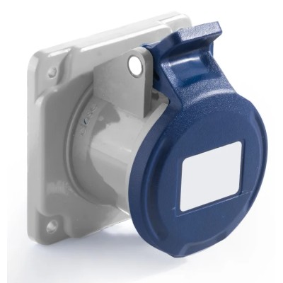 RS PRO Industrial Power Connector Panel Mount 16A 250V Blue IP44 2P+T IP44