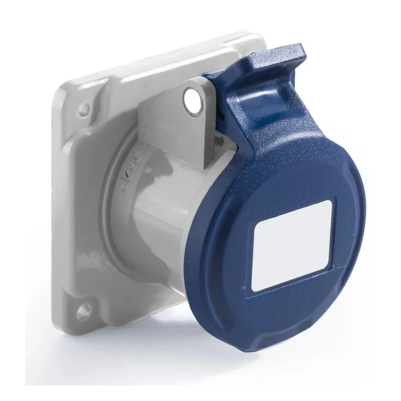 RS PRO Industrial Power Connector Panel Mount 16A 250V Blue IP44 2P+T IP44