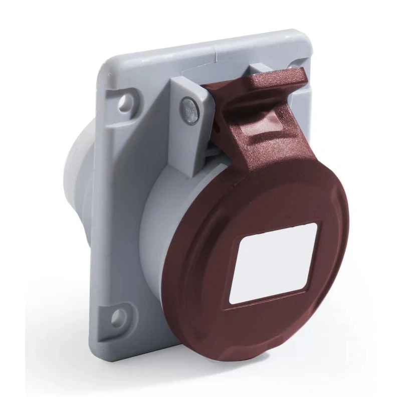 RS PRO Industrial Power Connector 3P+T, Rated At 16A, 415V, IP44, Red, Panel Mount IP44