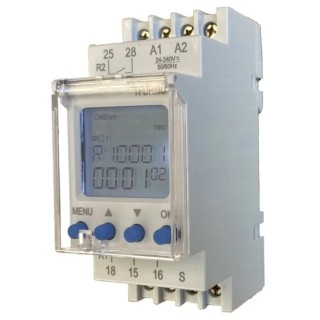 Tempatron TFDR Series DIN Rail Timer Relay, 2-Contact, 24 to 240 V AC, 0 to 9999 s, Multifunction TFDRMU