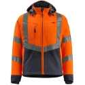 Mascot Workwear Men's Hi Vis Softshell Jacket Orange Navy Size L Water Repellent EN ISO 20471 Class 3 15502-246-14010 L