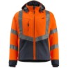 Mascot Workwear Men's Hi Vis Softshell Jacket Orange Navy Size L Water Repellent EN ISO 20471 Class 3 15502-246-14010 L