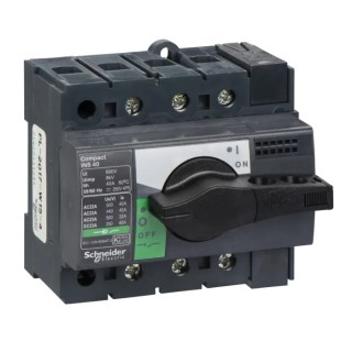 Schneider Electric 3-Pole Fixed Isolator Switch, IP40, 22A, 22 kW, Black Handle, Model 28900
