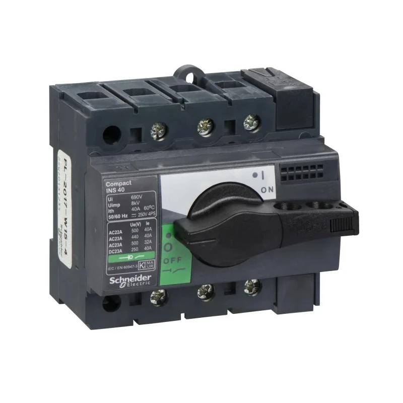 Schneider Electric 3-Pole Fixed Isolator Switch, IP40, 22A, 22 kW, Black Handle, Model 28900