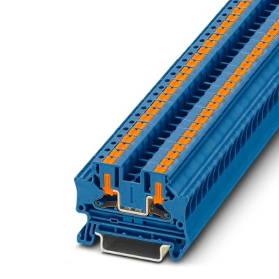 Phoenix Contact PTV Series Feed Through Terminal Block Blue, Push-in Termination, 0.2-6 mm² Cable, 1-Level, 32A 1088729