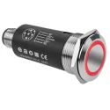 EAO 82 Series Illuminated Push Button, Momentary, Panel Mount, 22 mm Cutout, SPDT, Red LED, IP65 IP67, 35V dc 82-6657.1114