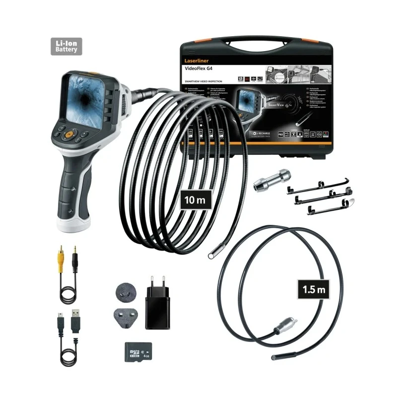 Laserliner 9 mm Probe Inspection Camera Kit with 10 m Probe Length, 640 x 480 Pixel Resolution, LED Illumination 092.940B