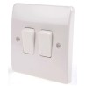 MK Electric White 2 Way Rocker Light Switch 2 Gang 10A Flush Mount Logic Plus K4872 WHI