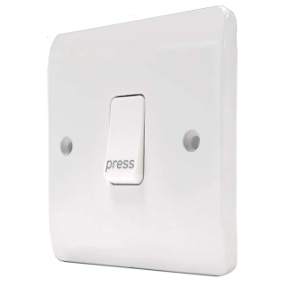 MK Electric White 2 Way Push Button 1 Gang Logic Plus Light Switch 250V K4878P WHI