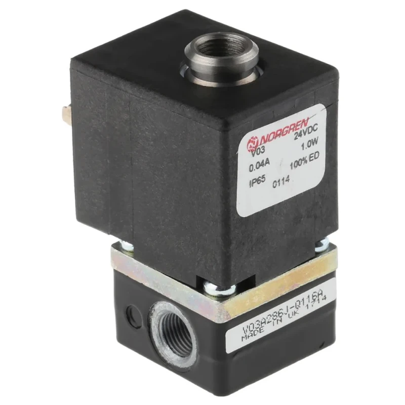 Norgren Pneumatic Solenoid Valve 2/2 Solenoid Spring G 1/8 Inch Zinc Alloy Body 24V dc 1W V03A286J-B613A