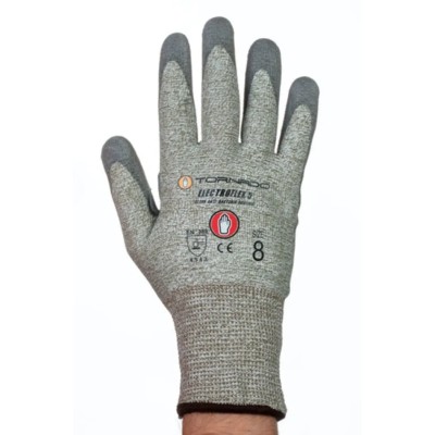 Tornado Electroflex 5 FTR Grey 13 Gauge Mixed Cut Fibre Work Gloves Size 6 Polyurethane Coating TEF5FTR-06