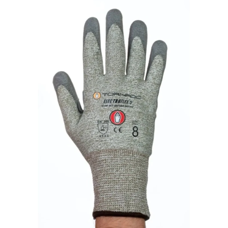 Tornado Electroflex 5 FTR Grey 13 Gauge Mixed Cut Fibre Work Gloves Size 6 Polyurethane Coating TEF5FTR-06