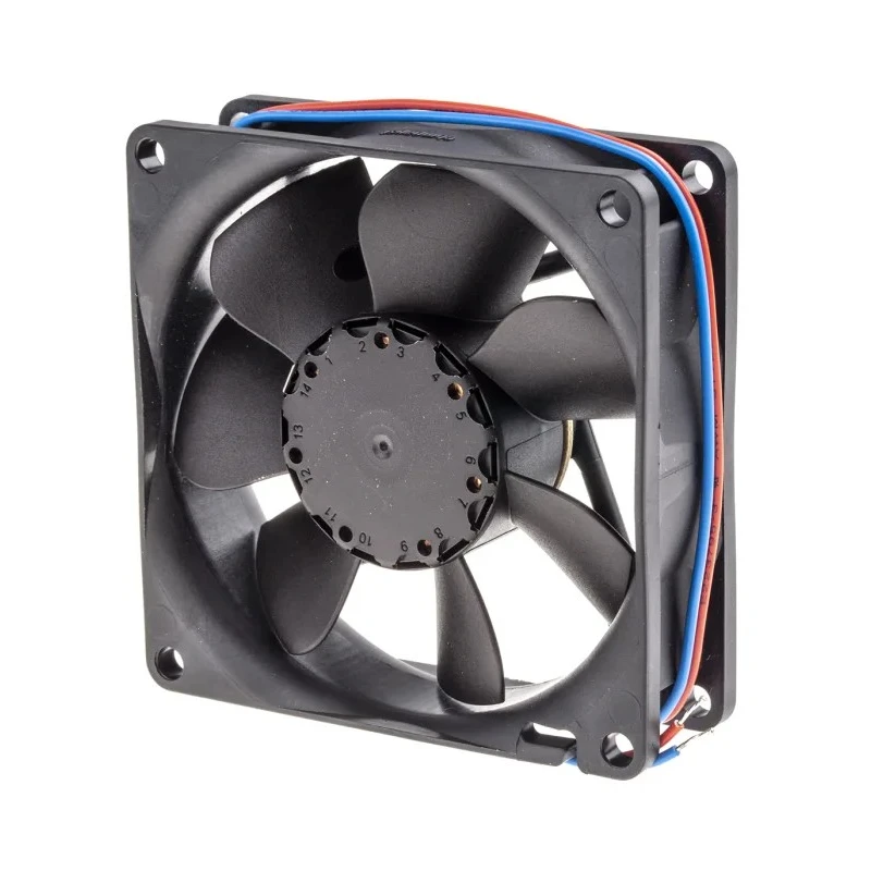 ebm-papst 8400 N Series 12V DC Axial Fan, 79 m³/h Air Flow, 2.8 W Power, 233 mA Max Current, IP68, 80 mm x 80 mm x 25 mm IP68