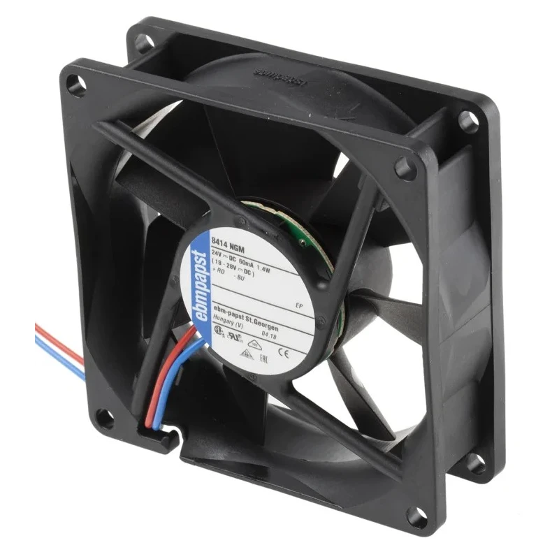 ebm-papst 8400 N Series DC Axial Fan 24V DC 1.4 W Power 58 m³/h Airflow 2600 RPM Speed IP20 80x80x25 mm 