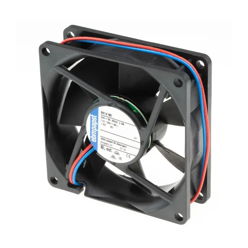 ebm-papst 8400 N Series Axial Fan, 24V DC, 2W Power, 3100 RPM, 69 m³/h Airflow, IP20, 80x80x25 mm IP20