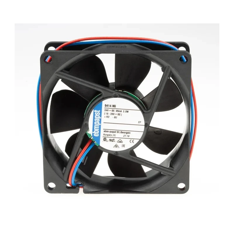 ebm-papst 8400 N Series Axial Fan, 24V DC, 2W Power, 3100 RPM, 69 m³/h Airflow, IP20, 80x80x25 mm IP20