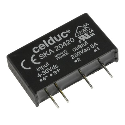 Celduc SK Series Solid State Relay PCB Mount, 4 A Load, 275 V AC Load, 30 V DC Control SKA20420