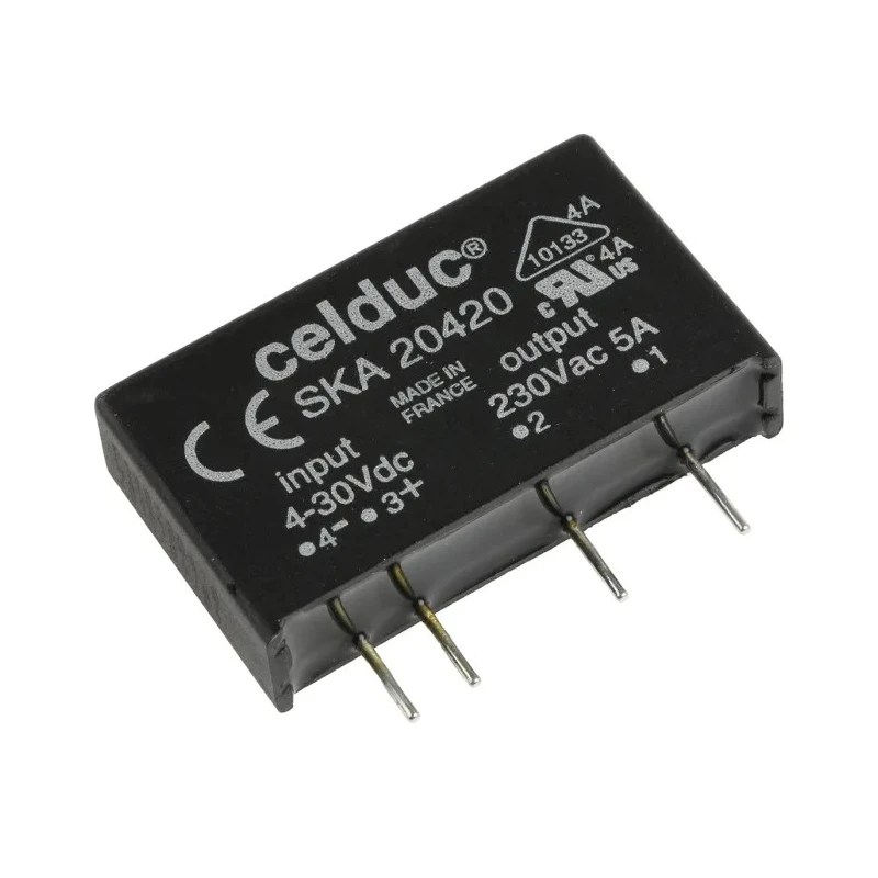 Celduc SK Series Solid State Relay PCB Mount, 4 A Load, 275 V AC Load, 30 V DC Control SKA20420