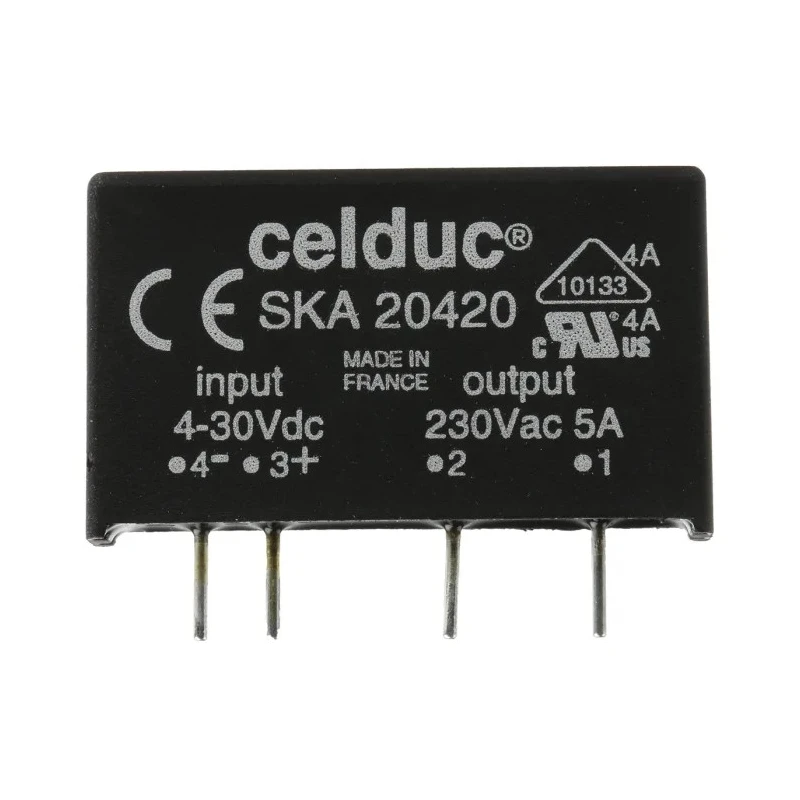 Celduc SK Series Solid State Relay PCB Mount, 4 A Load, 275 V AC Load, 30 V DC Control SKA20420