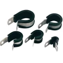 HellermannTyton Aluminium P-Clip with Rubber Coating, 8 mm ID, 16.3 mm Width, 5.2 mm Mounting Hole 211-15070 ALU7C-AL/CR-BK