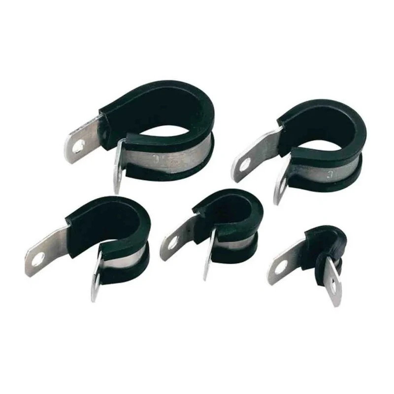 HellermannTyton Aluminium P-Clip with Rubber Coating, 8 mm ID, 16.3 mm Width, 5.2 mm Mounting Hole 211-15070 ALU7C-AL/CR-BK