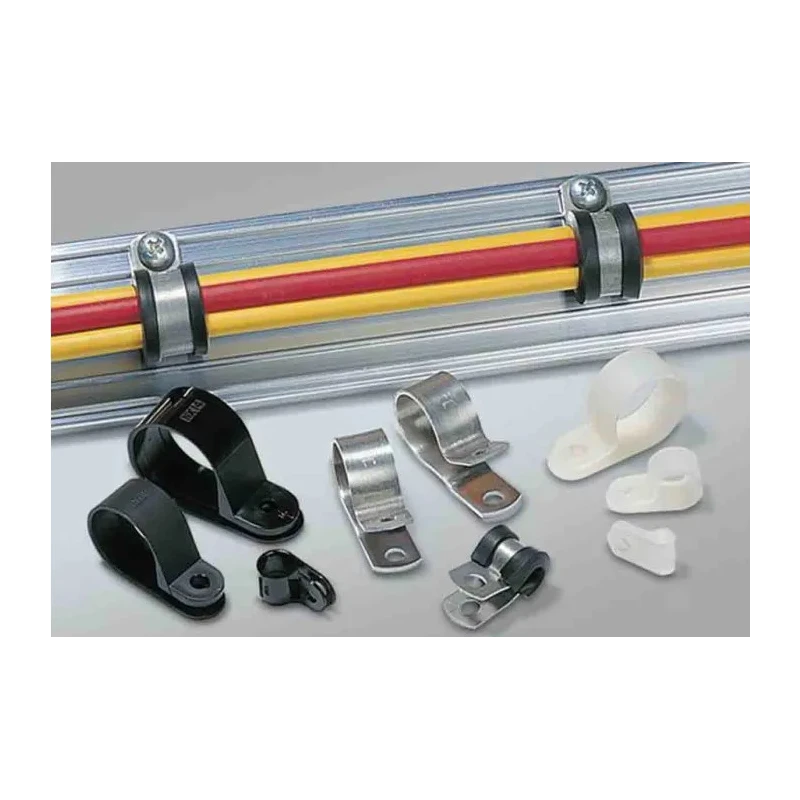 HellermannTyton Aluminium P-Clip with Rubber Coating, 8 mm ID, 16.3 mm Width, 5.2 mm Mounting Hole 211-15070 ALU7C-AL/CR-BK