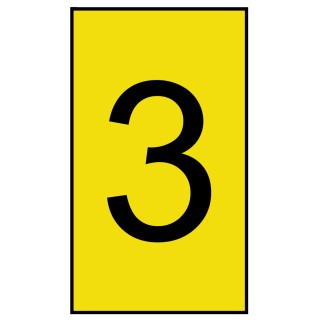 HellermannTyton Ovalgrip Pre-Printed Slide-On Cable Marker Black Legend 3, 3.6 mm Max Cable Diameter, Yellow Marker 901-10136