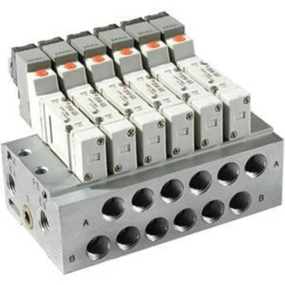 SMC Pneumatic Manifold 6 Station Push-In Port 5mm Aluminium Alloy Body SS5Y3 