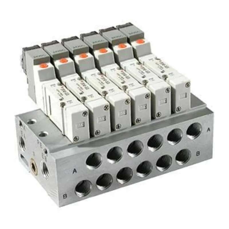 SMC Pneumatic Manifold 6 Station Push-In Port 5mm Aluminium Alloy Body SS5Y3 