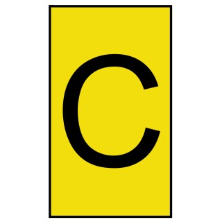 HellermannTyton Ovalgrip Slide-On Cable Marker, Pre-Printed "C", Yellow Marker, Black Legend, 3.6 mm Max Cable 901-10147